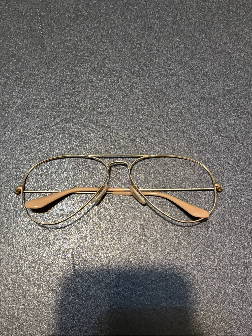 Ray-Ban Gold Aviator Glasses with Beige Temple Tips